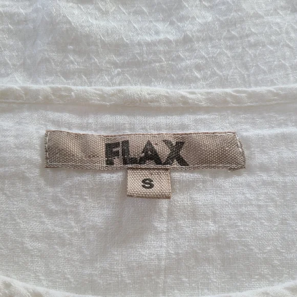 Flax Linen Shirt Top Blouse Long Sleeve White Textured S - Picture 5 of 7